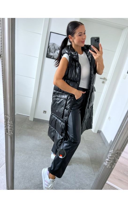 Černá lesklá vesta M/L