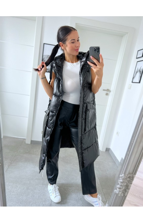 Černá lesklá vesta M/L