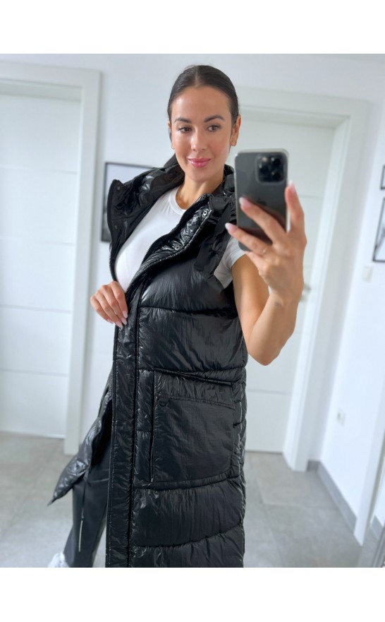 Černá lesklá vesta M/L