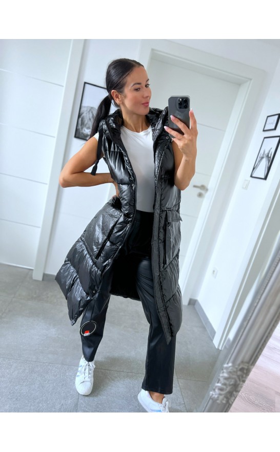 Černá lesklá vesta M/L