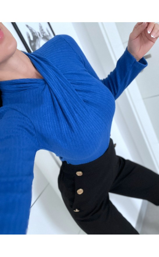 Modrý křížový top