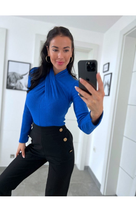 Modrý křížový top