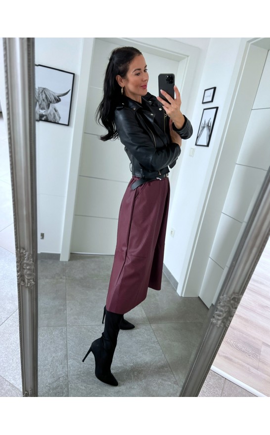 Vínová sukně koženka + pásek 