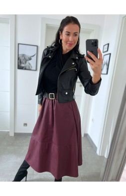 Vínová sukně koženka + pásek 