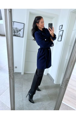 Tmavě modrý luxusní kabát 