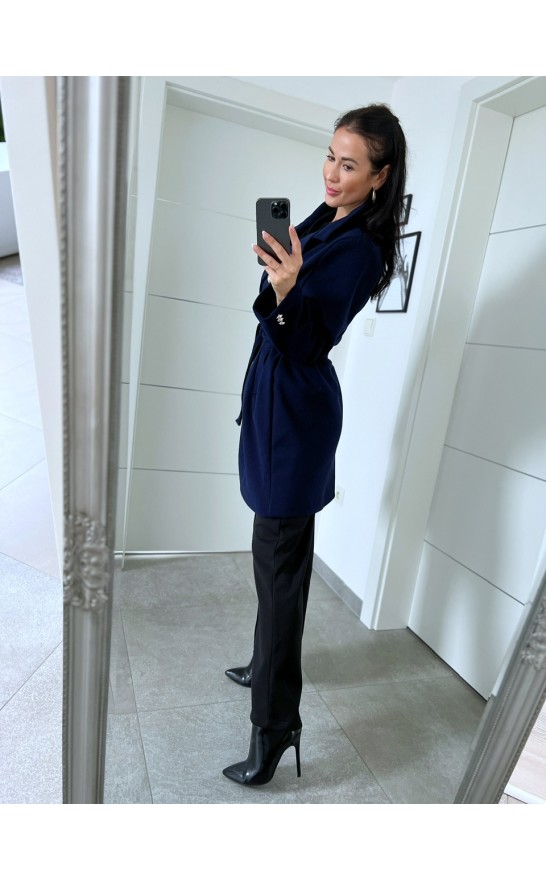 Tmavě modrý luxusní kabát 