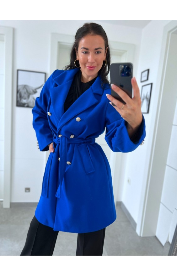 Královsky modrý luxusní kabát 