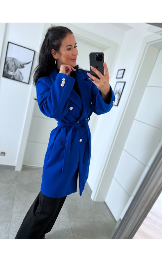 Královsky modrý luxusní kabát 