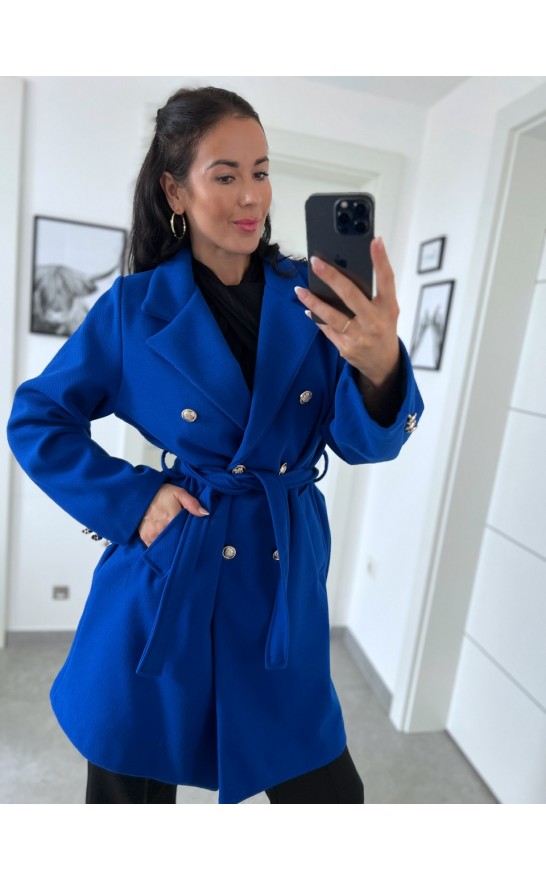 Královsky modrý luxusní kabát 