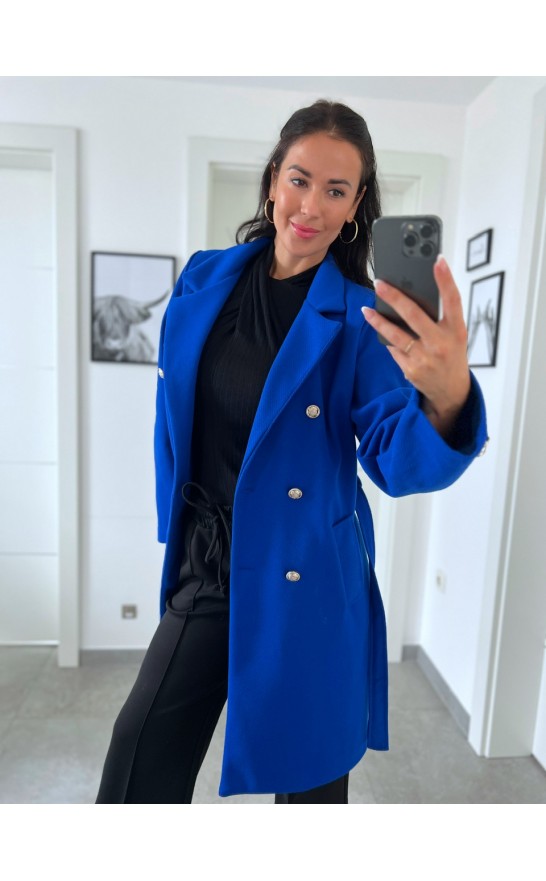 Královsky modrý luxusní kabát 