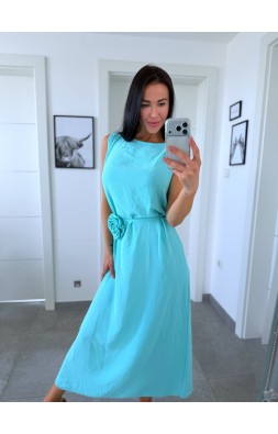 Mentolové  šaty Rose s broží 