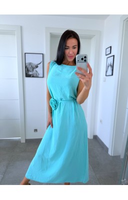 Mentolové  šaty Rose s broží 