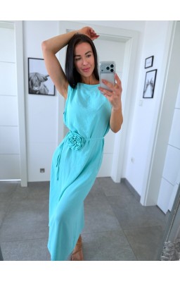 Mentolové  šaty Rose s broží 