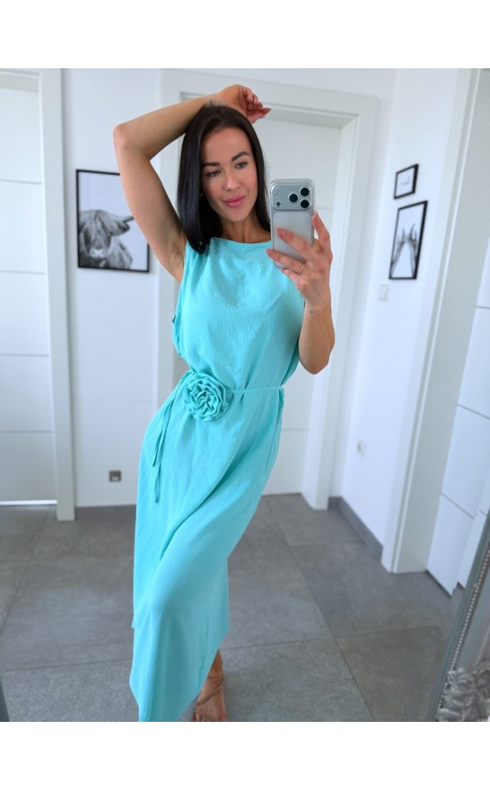 Mentolové  šaty Rose s broží 