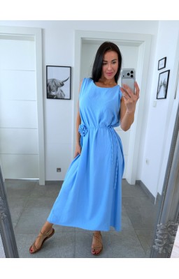 Baby blue šaty Rose s broží 