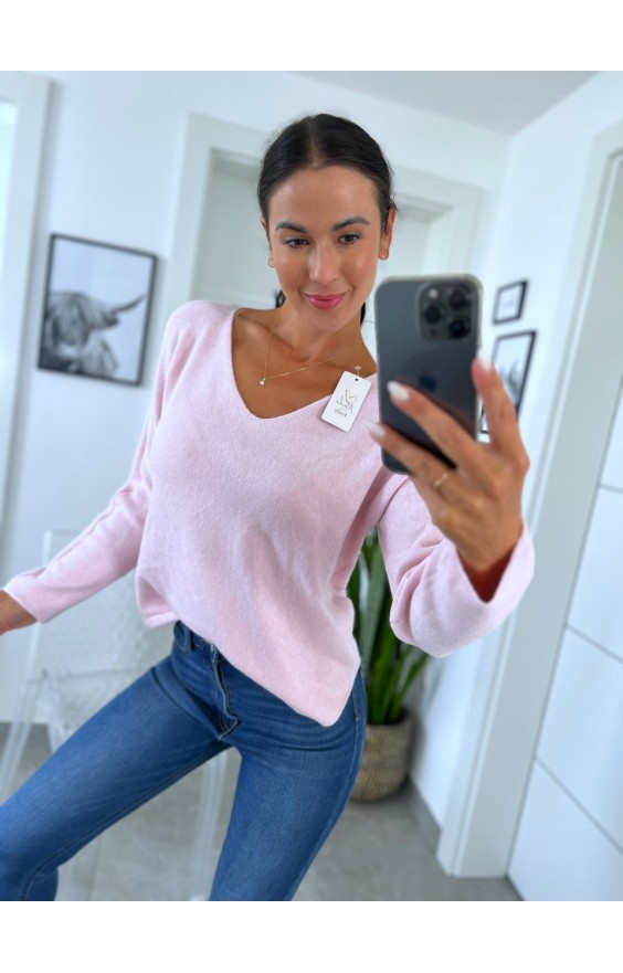 Růžový véčkový svetr Den 