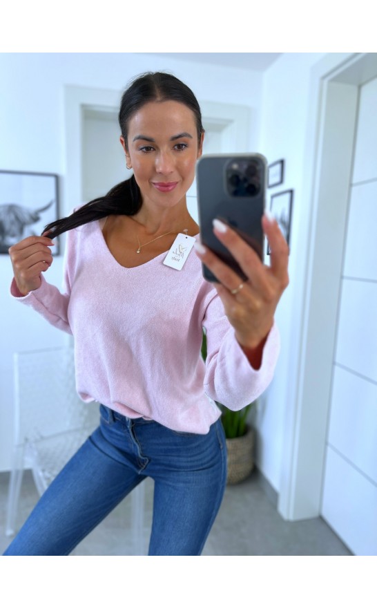 Růžový véčkový svetr Den 