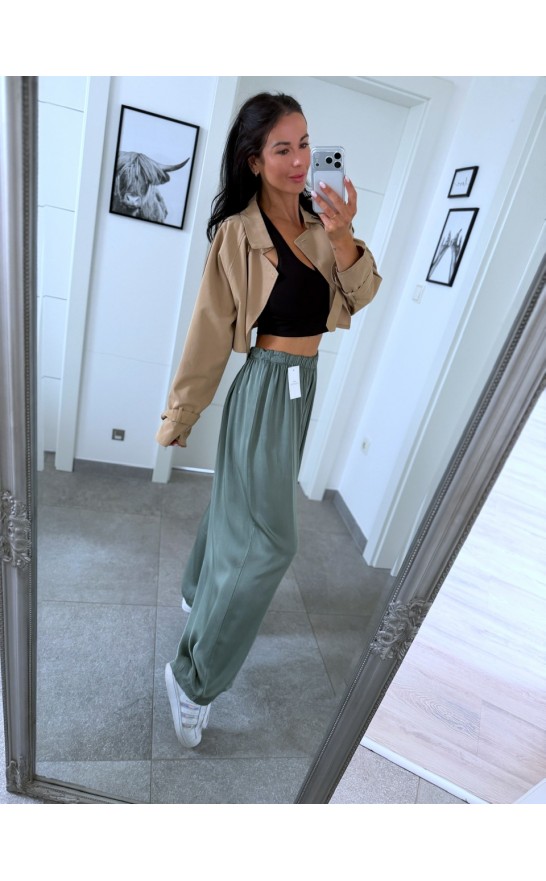 Olivové široké luxury kalhoty 